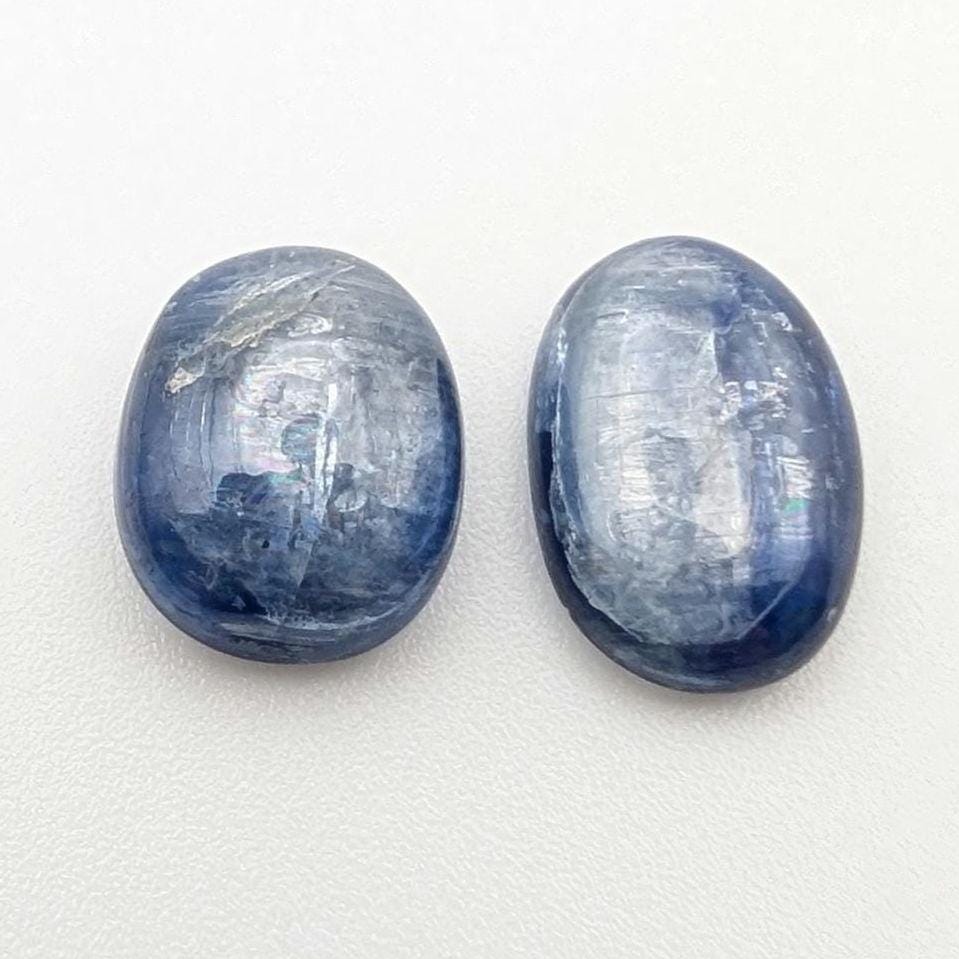 7.36ct (2pc) Kyanite Cabochons - Oval Kyanite Gemstones - Natural Untreated Kyanite Ovals - Blue Kyanite Gemstone - Loose Gems