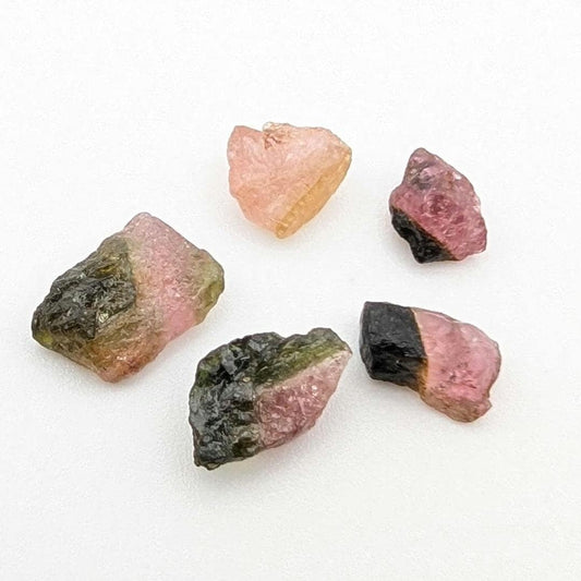 4.85ct (5pc) Watermelon Tourmaline Lot - Natural Tourmaline Gemstones - Rough Tourmaline Pieces - Untreated Loose Tourmaline