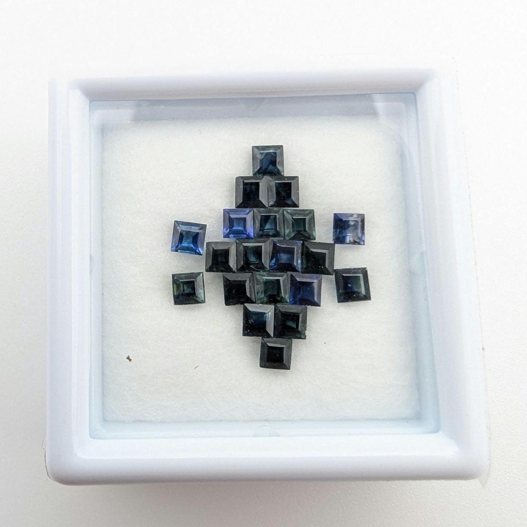 1.76ct (20pc) Blue Sapphire Lot - Heated Blue Sapphire Australia - Square Faceted Sapphires - 2mm Sapphire Gemstones - Melee Size Gems