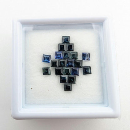 1.76ct (20pc) Blue Sapphire Lot - Heated Blue Sapphire Australia - Square Faceted Sapphires - 2mm Sapphire Gemstones - Melee Size Gems