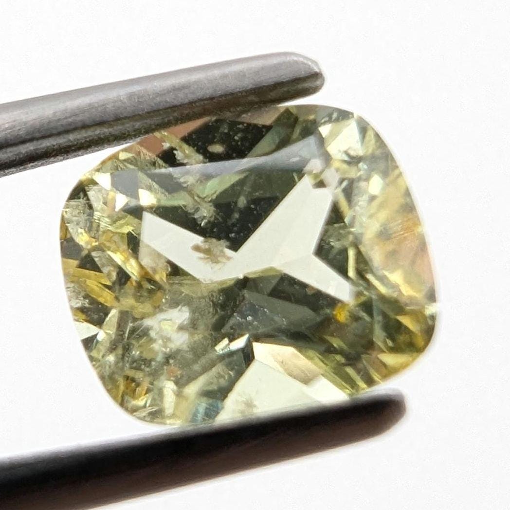 1.54ct Natural Chrysoberyl Faceted Gemstone - Cushion Fancy Cut Chrysoberyl - Yellow Chrysoberyl - Loose Faceted Chrysoberyl from Nigeria