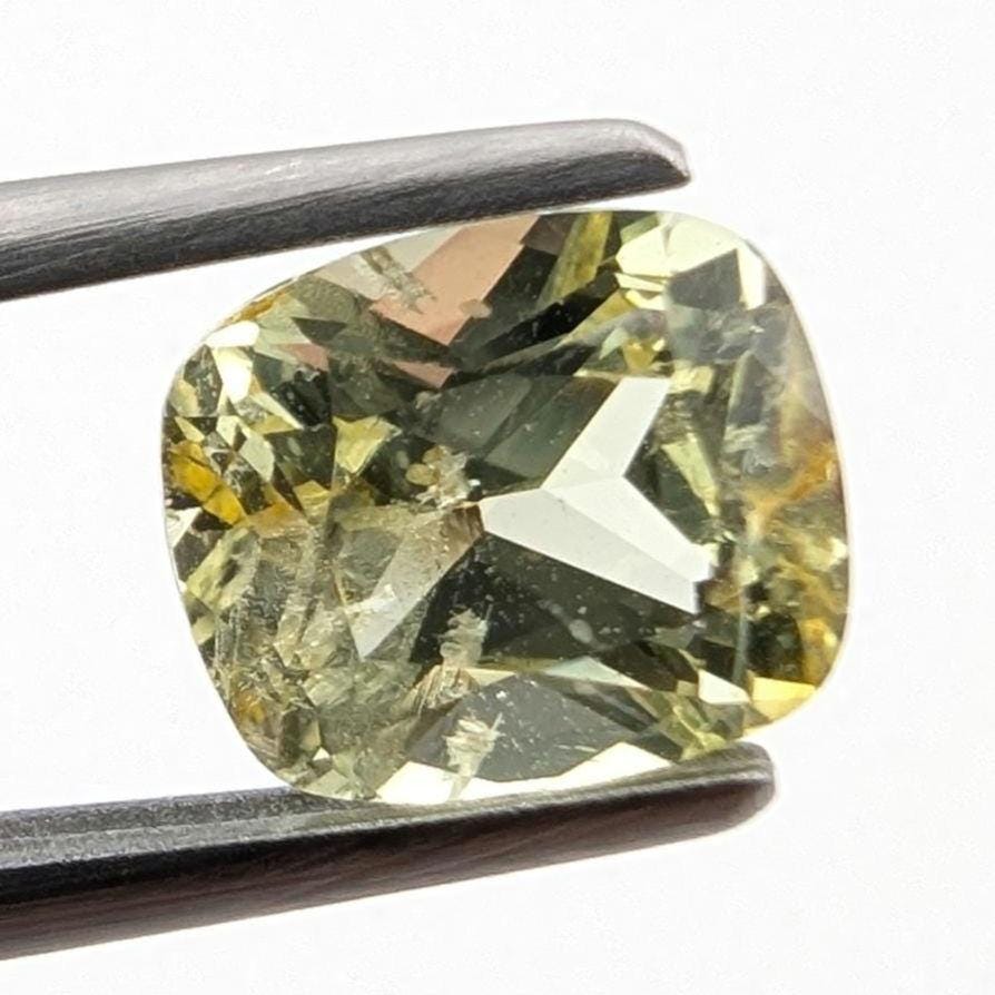 1.54ct Natural Chrysoberyl Faceted Gemstone - Cushion Fancy Cut Chrysoberyl - Yellow Chrysoberyl - Loose Faceted Chrysoberyl from Nigeria