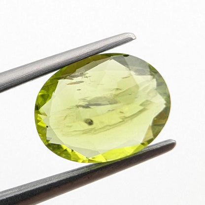 3.01ct Natural Peridot Gemstone - Oval Faceted Fancy Cut Peridot - Jilin Province, China - Natural Green Peridot with Inclusions - Loose Gem
