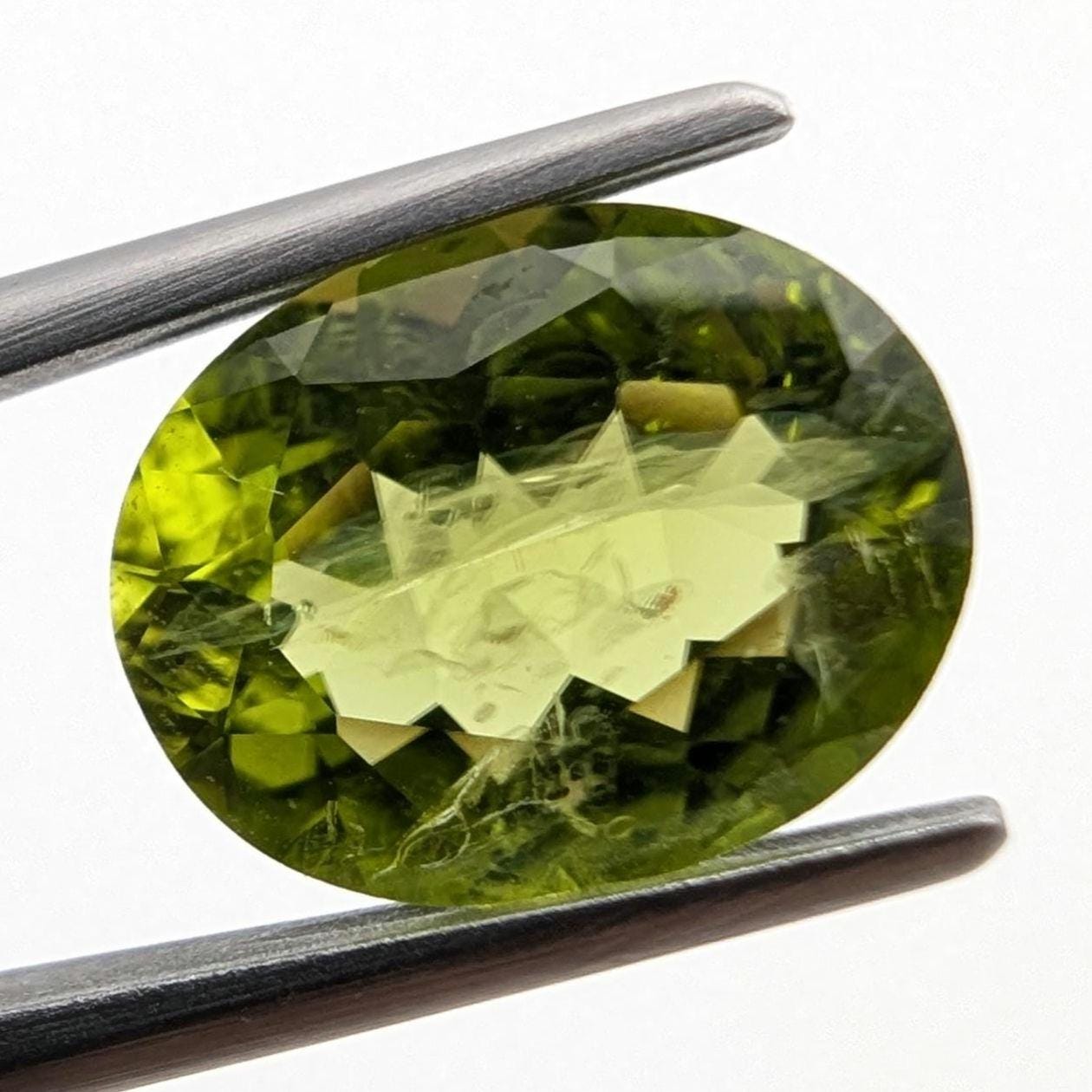 3.01ct Natural Peridot Gemstone - Oval Faceted Fancy Cut Peridot - Jilin Province, China - Natural Green Peridot with Inclusions - Loose Gem