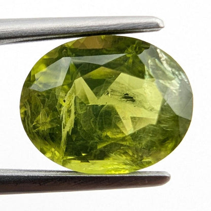 3.45ct Natural Peridot Gemstone - Oval Faceted Fancy Cut Peridot - Jilin Province, China - Natural Green Peridot with Inclusions - Loose Gem