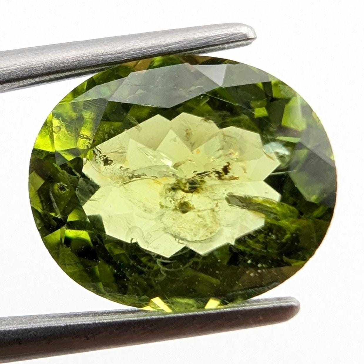 3.90ct Natural Peridot Gemstone - Oval Faceted Fancy Cut Peridot - Jilin Province, China - Natural Green Peridot with Inclusions - Loose Gem