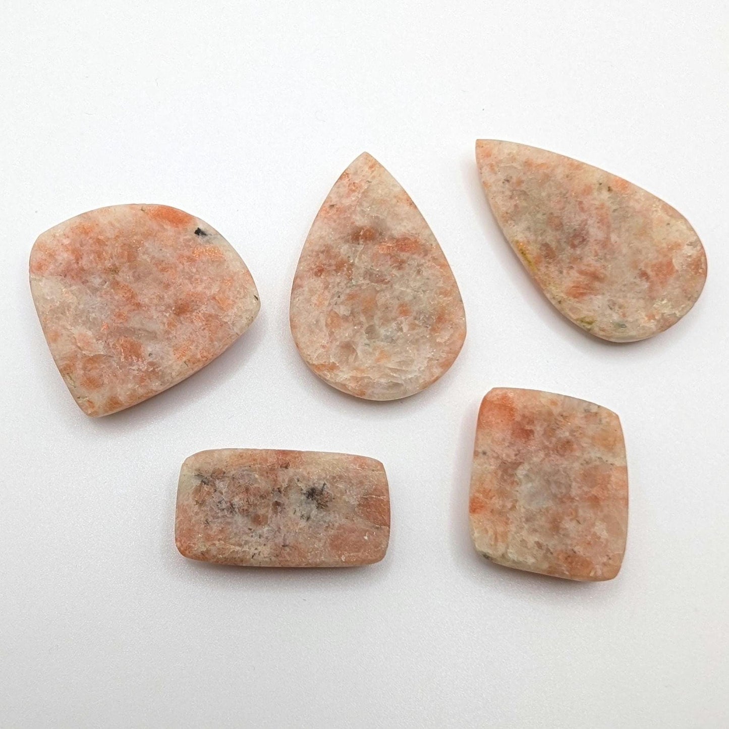 272ct (5pc) Sunstone Cabochons - Natural Orange Sunstone Cabochons - Mixed Shape Cabochon Lot - Loose Cabochons - India