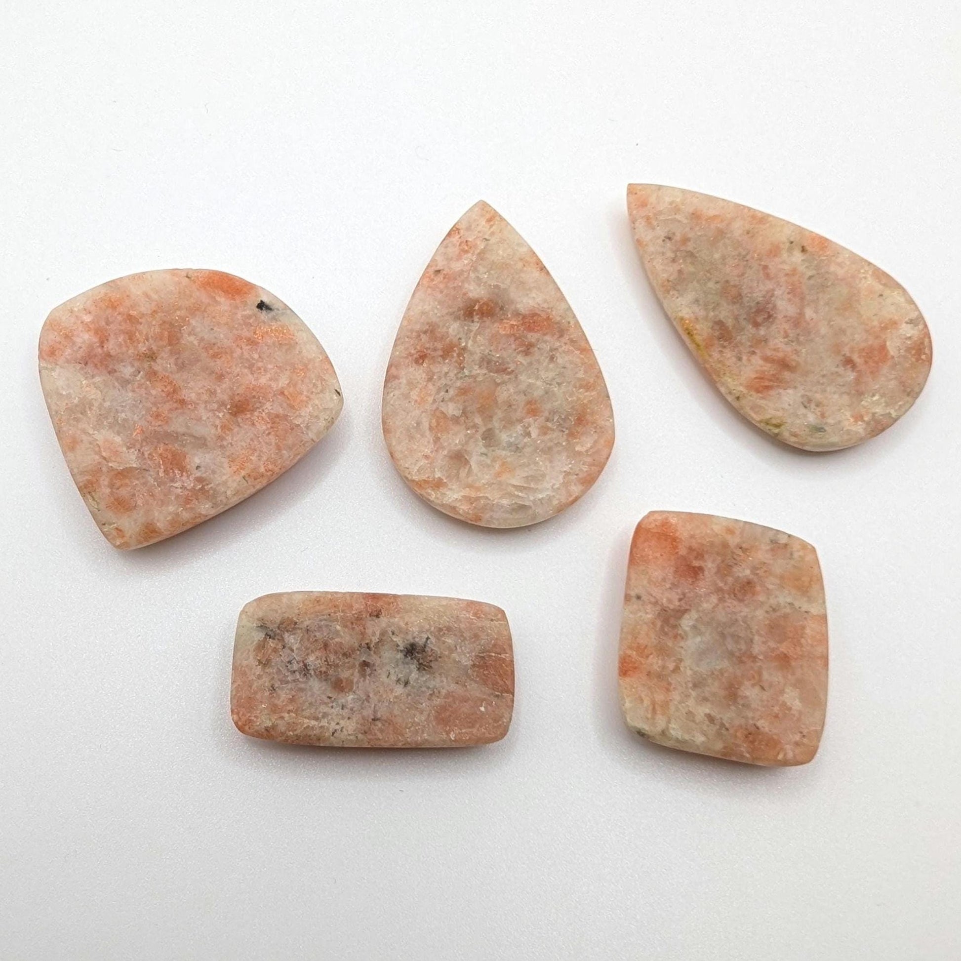 272ct (5pc) Sunstone Cabochons - Natural Orange Sunstone Cabochons - Mixed Shape Cabochon Lot - Loose Cabochons - India