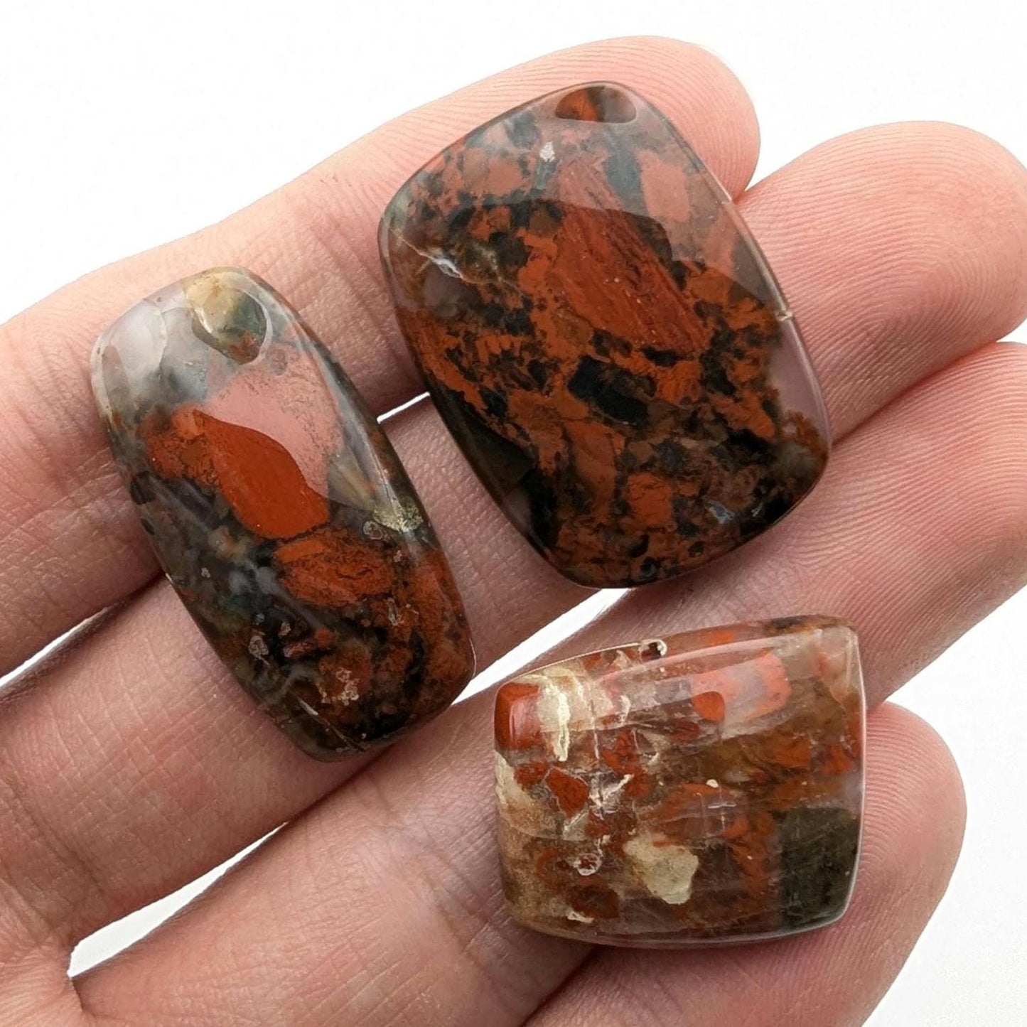 76ct (3pc) Red Jasper Cabochons - Freeform Red Jasper Cabochons - Natural Gemstones - Loose Cabochon Lot - Mixed Shapes - India