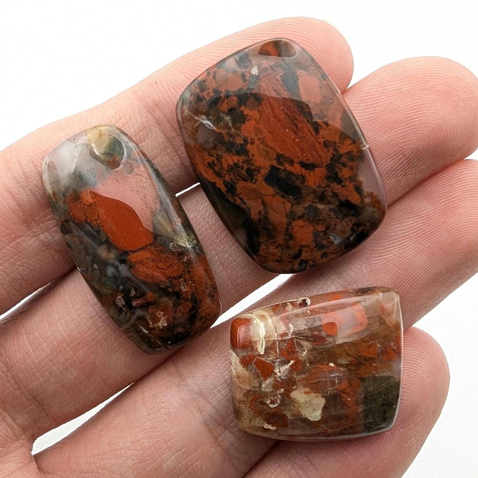 76ct (3pc) Red Jasper Cabochons - Freeform Red Jasper Cabochons - Natural Gemstones - Loose Cabochon Lot - Mixed Shapes - India