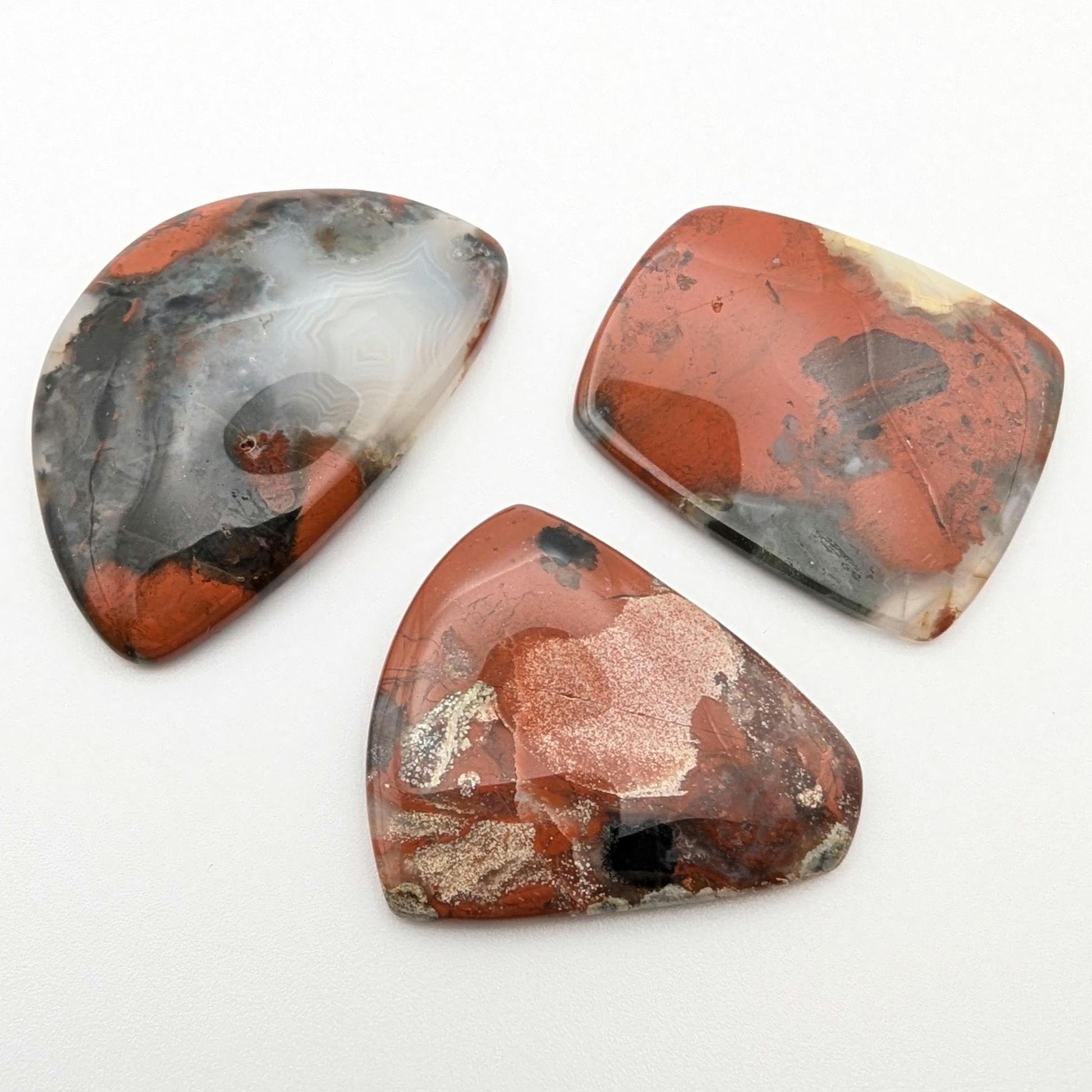 111ct (3pc) Red Jasper Cabochons - Freeform Red Jasper Cabochons - Natural Gemstones - Loose Cabochon Lot - Mixed Shapes - India