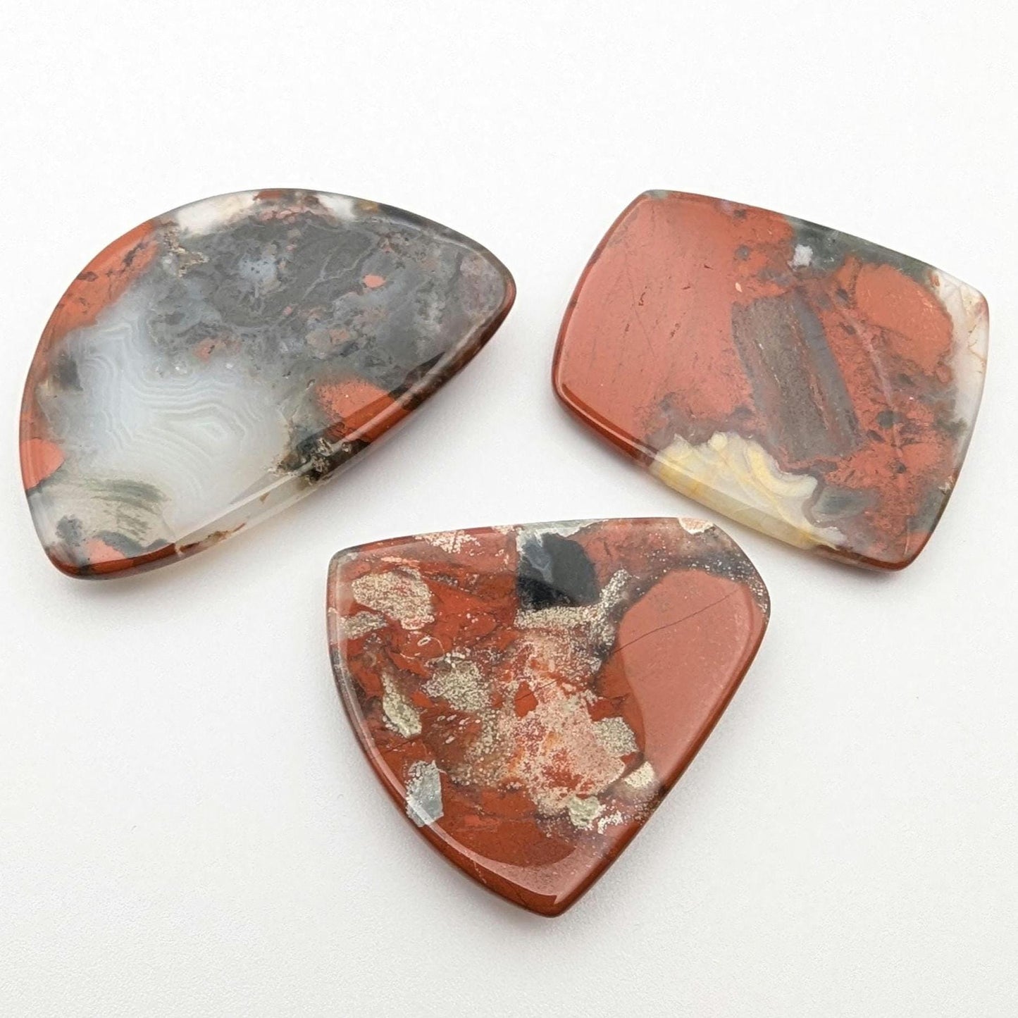111ct (3pc) Red Jasper Cabochons - Freeform Red Jasper Cabochons - Natural Gemstones - Loose Cabochon Lot - Mixed Shapes - India