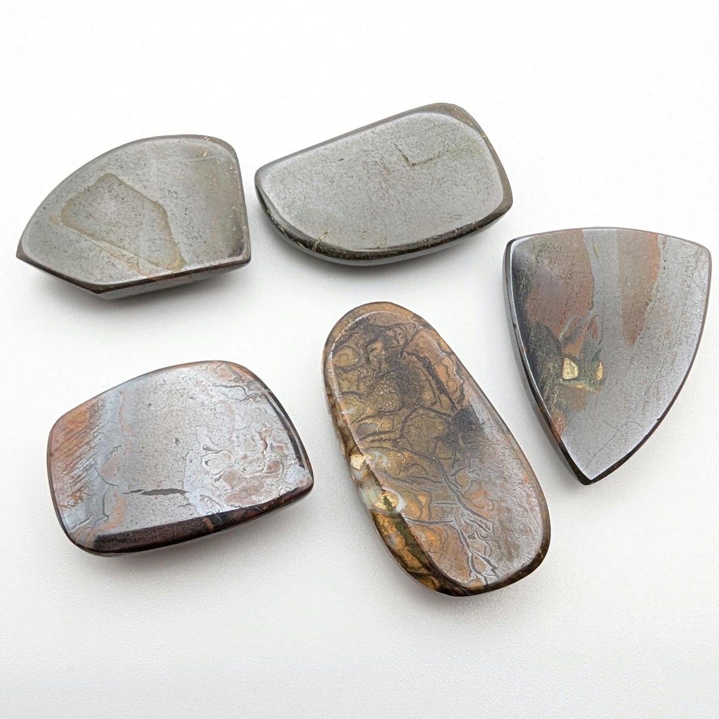 154ct (5pc) Boulder Opal Cabochons - Australian Boulder Opal - Freeform Cabochons - Koroit Boulder Opal in Matrix - Polished Boulder Opal