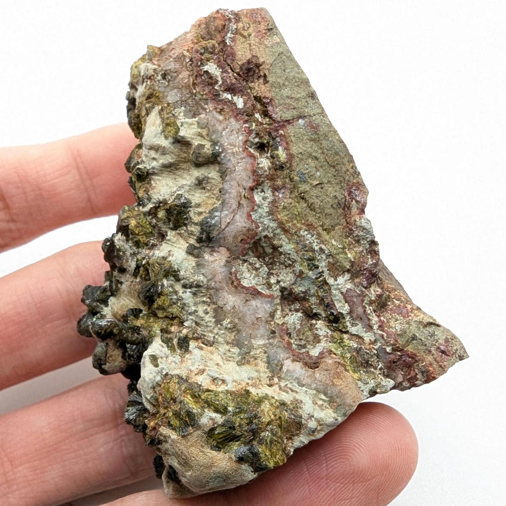 98g Epidote on Matrix - Imilchil, Morocco - Green Epidote Crystal Cluster - Raw Mineral Specimen - Green Epidote and Quartz Crystal