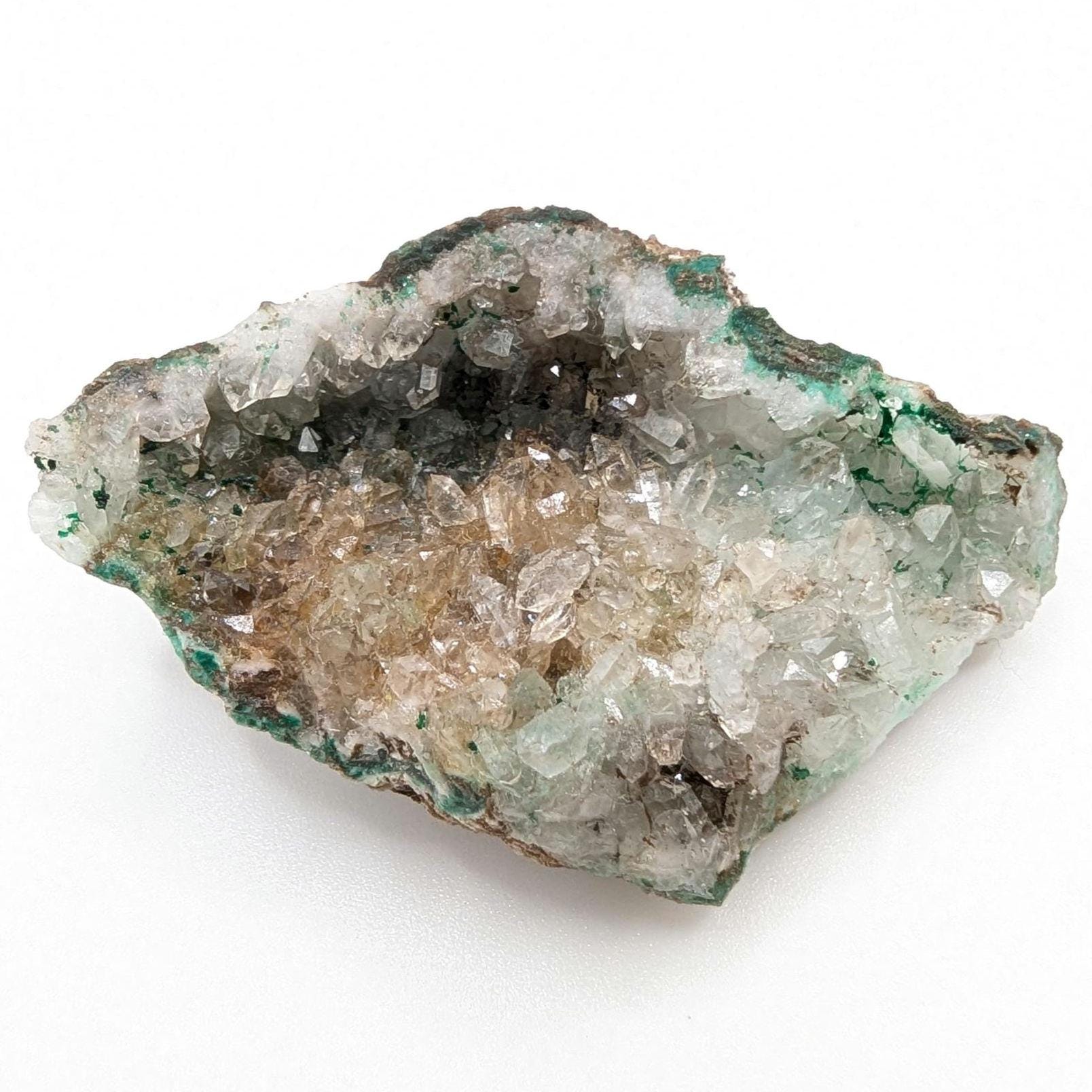21g Quartz with Malachite - Natural Mineral Specimens - Quartz Geode Crystal Specimen - Sanda, Mindouli, Republic of Congo