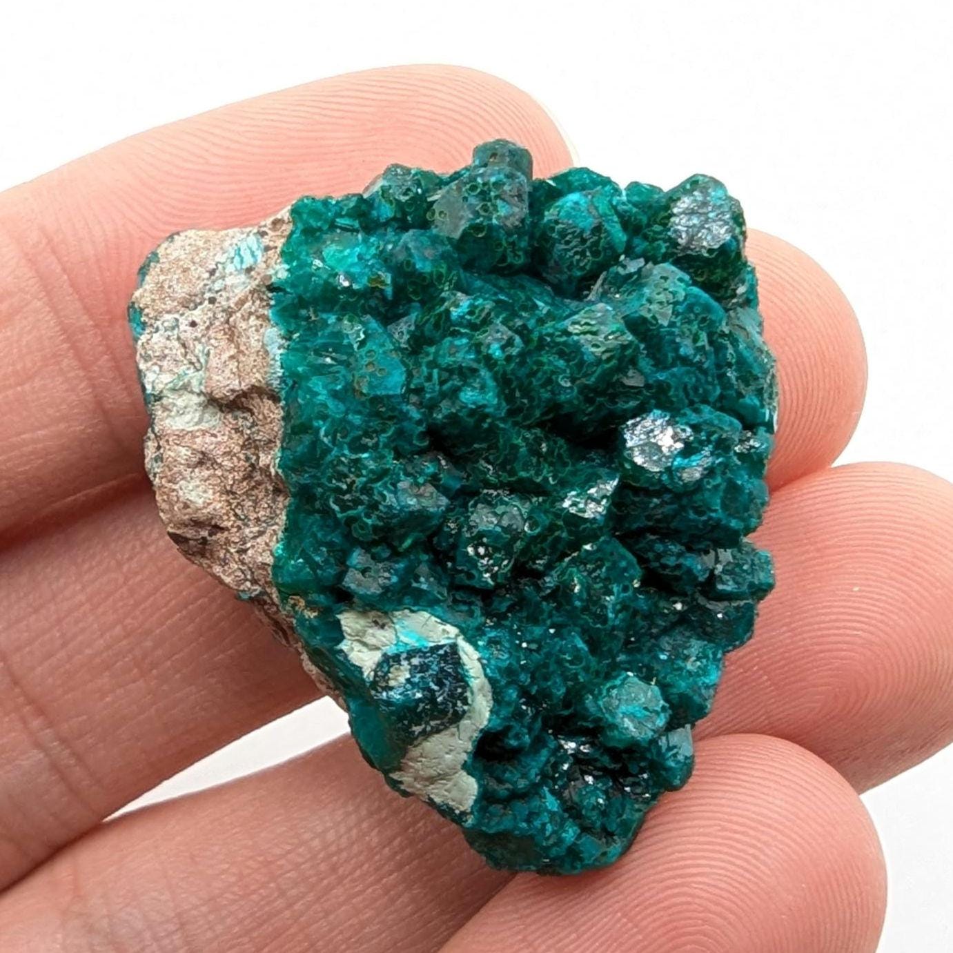 13g Dioptase Crystal from Congo - Natural Green Dioptase Mineral Specimen - Small Dioptase Specimen - Raw Dioptase Gem