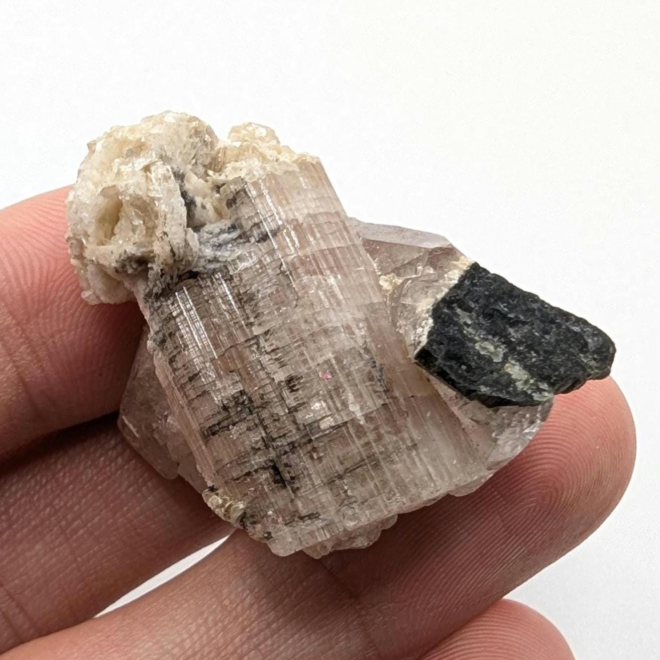 21g Tourmaline Crystal in Matrix - Light Pink Tourmaline - Natural Tourmaline Crystal in Quartz - Mineral Specimen - Afghanistan