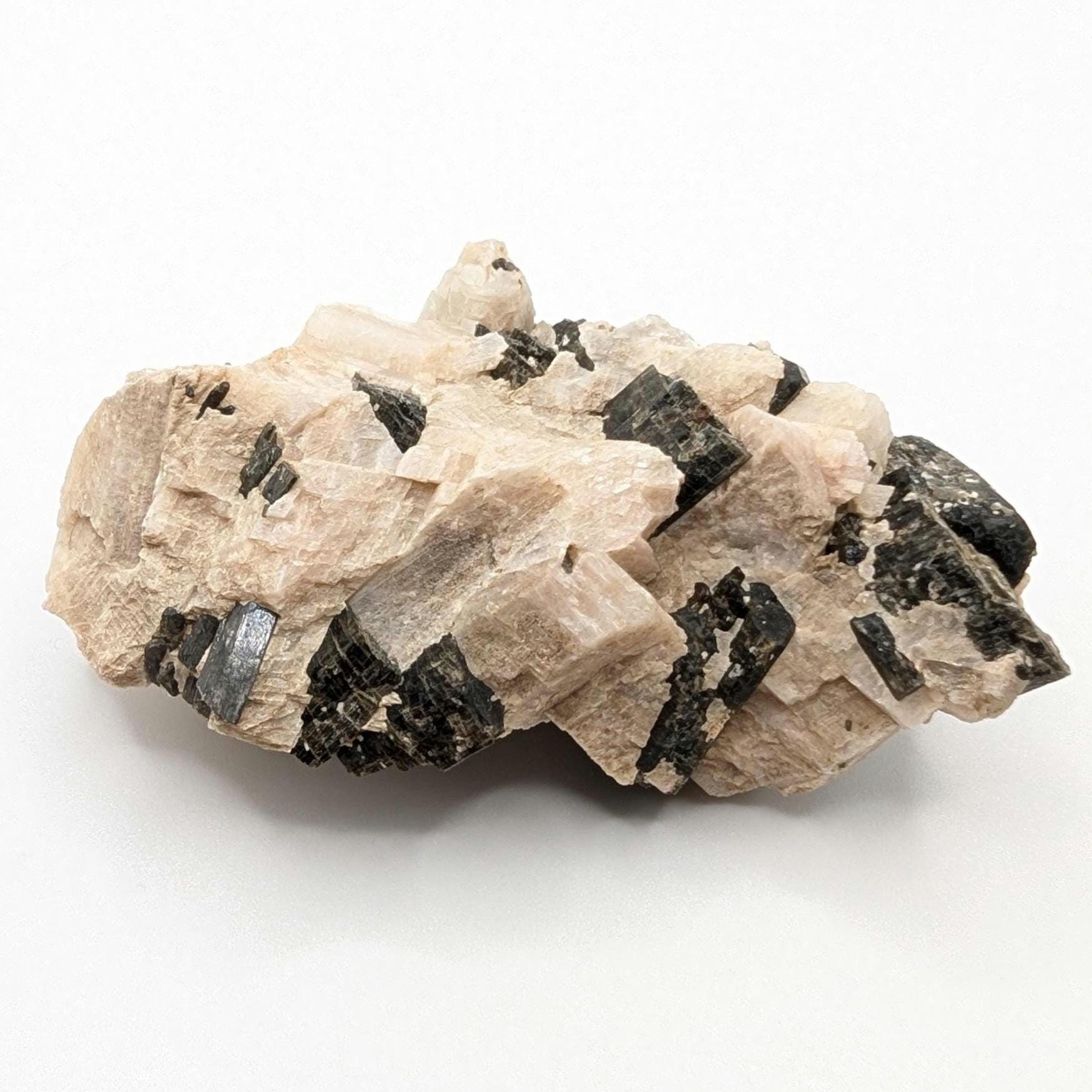 97g Rare Fluororichterite with Calcite Specimen - Wilberforce, Ontario, Canada - Rare Canadian Minerals - Black Fluororichterite Crystal