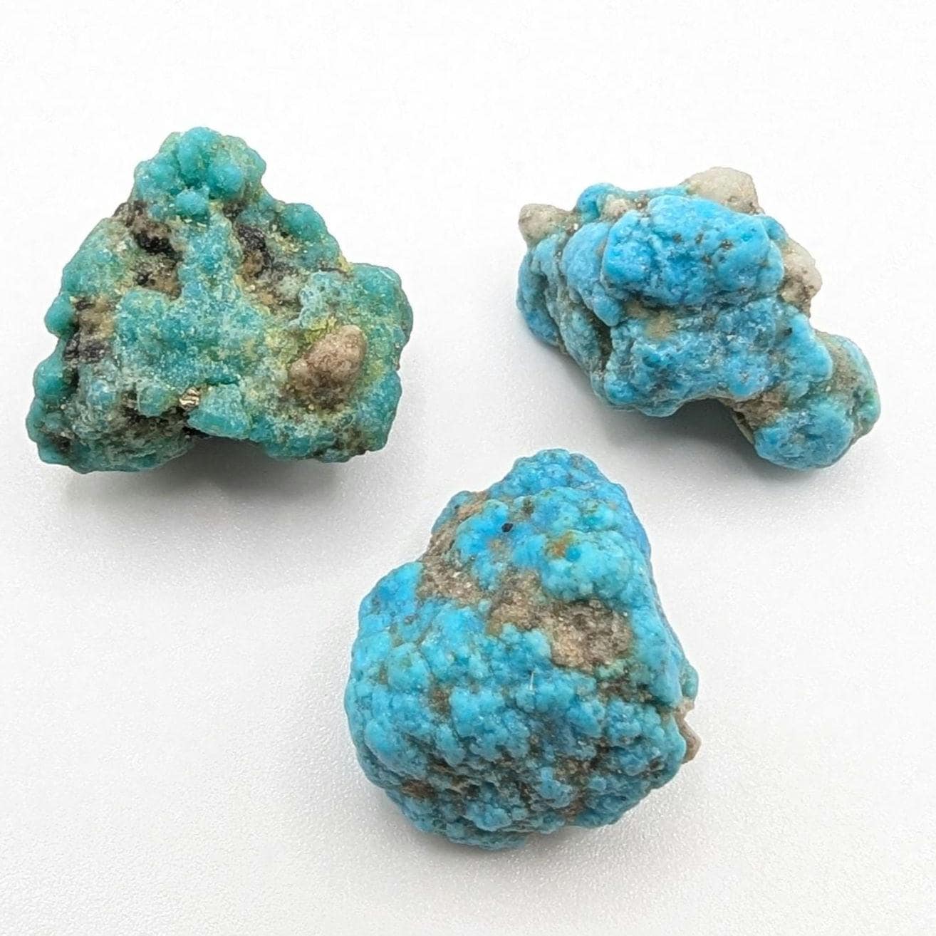 16.20g (3pc) Campitos Turquoise Lot - Stabilized Turquoise Nuggets - Sonora, Mexico - Rough Blue Turquoise - Genuine Turquoise with Pyrite