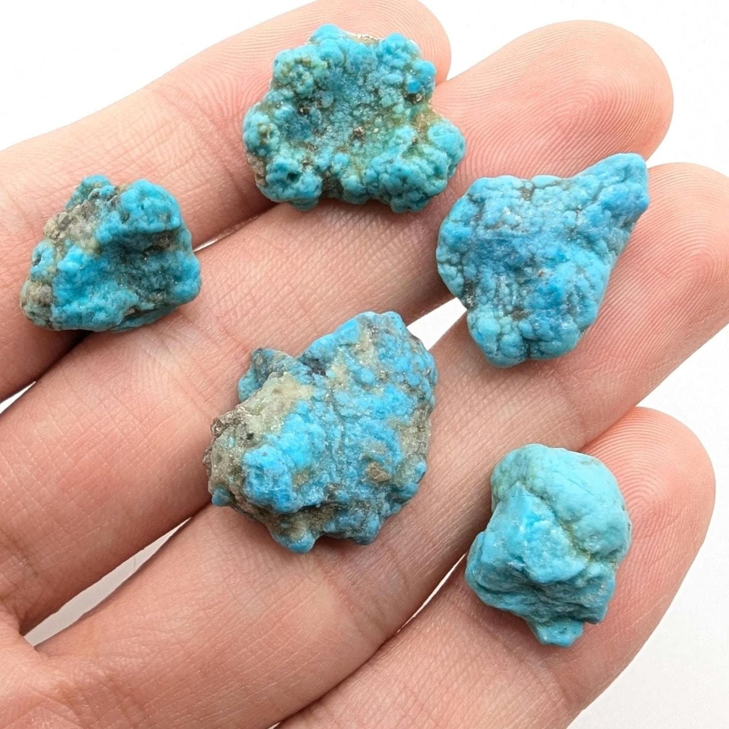 15.15g (5pc) Campitos Turquoise Lot - Stabilized Turquoise Nuggets - Sonora, Mexico - Rough Blue Turquoise - Genuine Turquoise with Pyrite