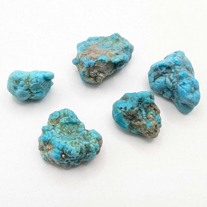 15.15g (5pc) Campitos Turquoise Lot - Stabilized Turquoise Nuggets - Sonora, Mexico - Rough Blue Turquoise - Genuine Turquoise with Pyrite