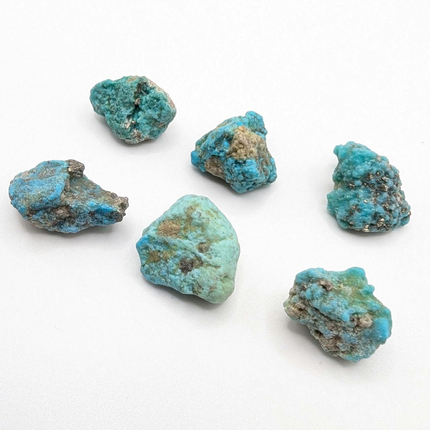 30.18g (6pc) Campitos Turquoise Lot - Stabilized Turquoise Nuggets - Sonora, Mexico - Rough Blue Turquoise - Genuine Turquoise with Pyrite