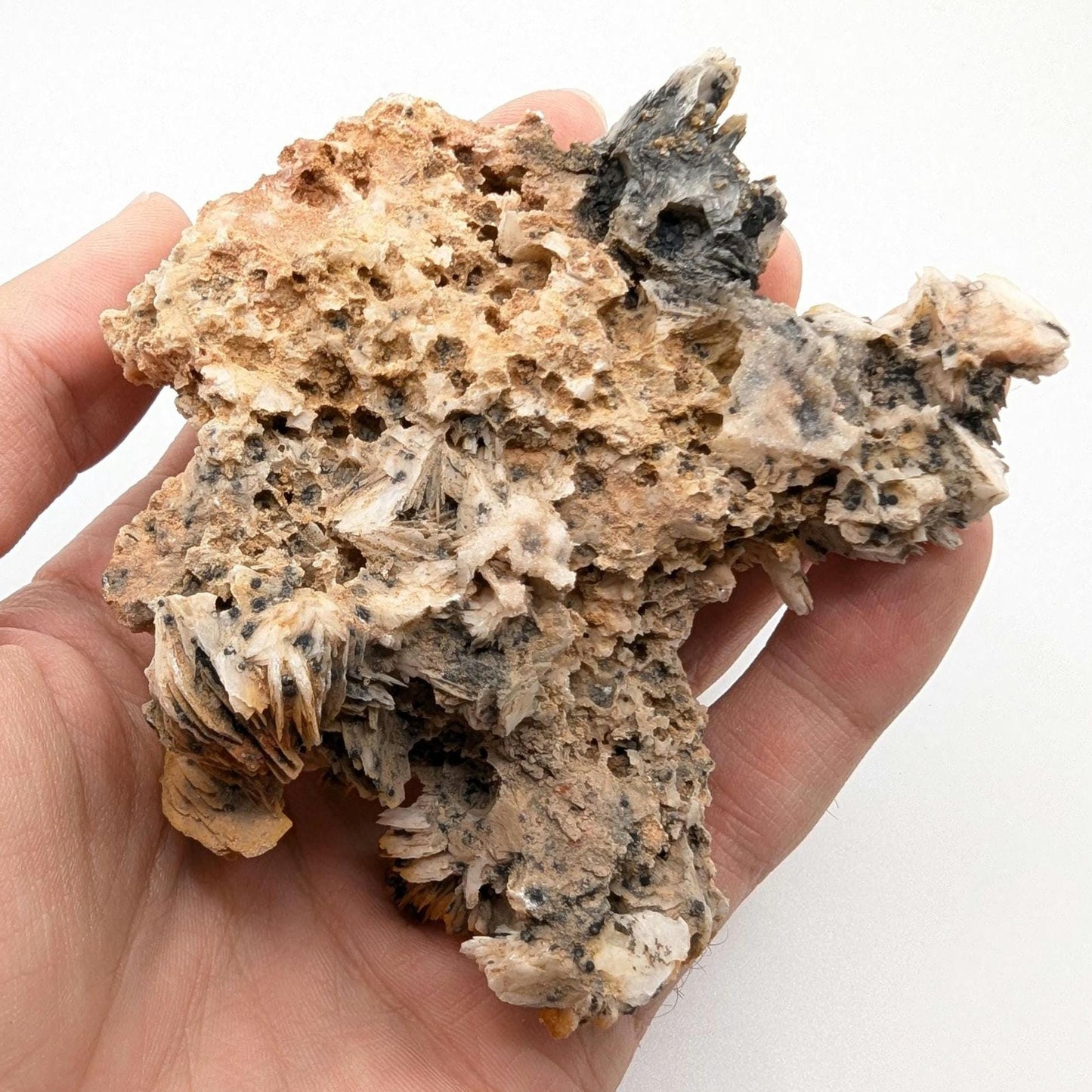 236g Orange Barite on Matrix - Mibladen, Morocco - White Barite Crystal - High Quality Barite Mineral Specimen - Natural Crystal