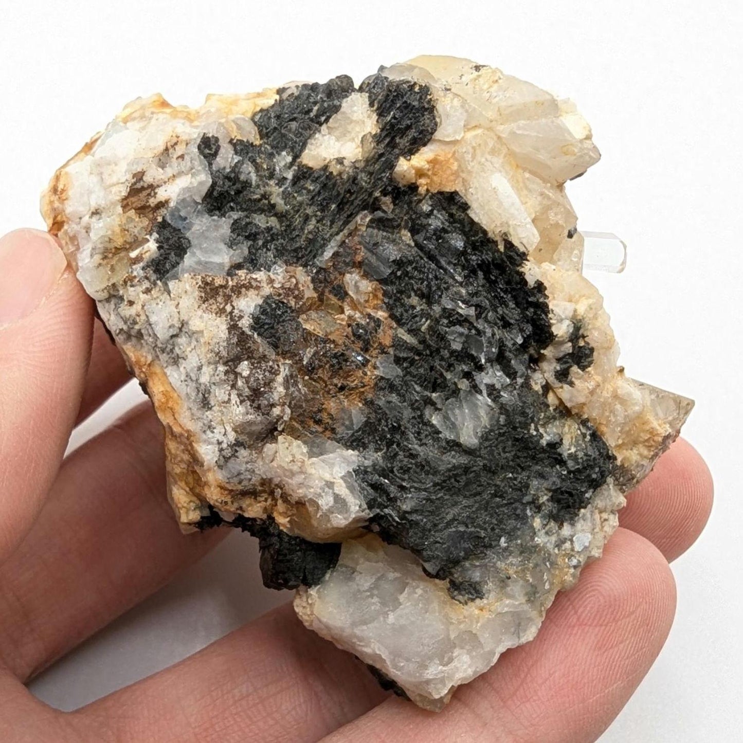 151g Aquamarine, Black Tourmaline, and Quartz - Skardu, Pakistan - Natural Mineral Specimen - Blue Aquamarine Crystal in Matrix