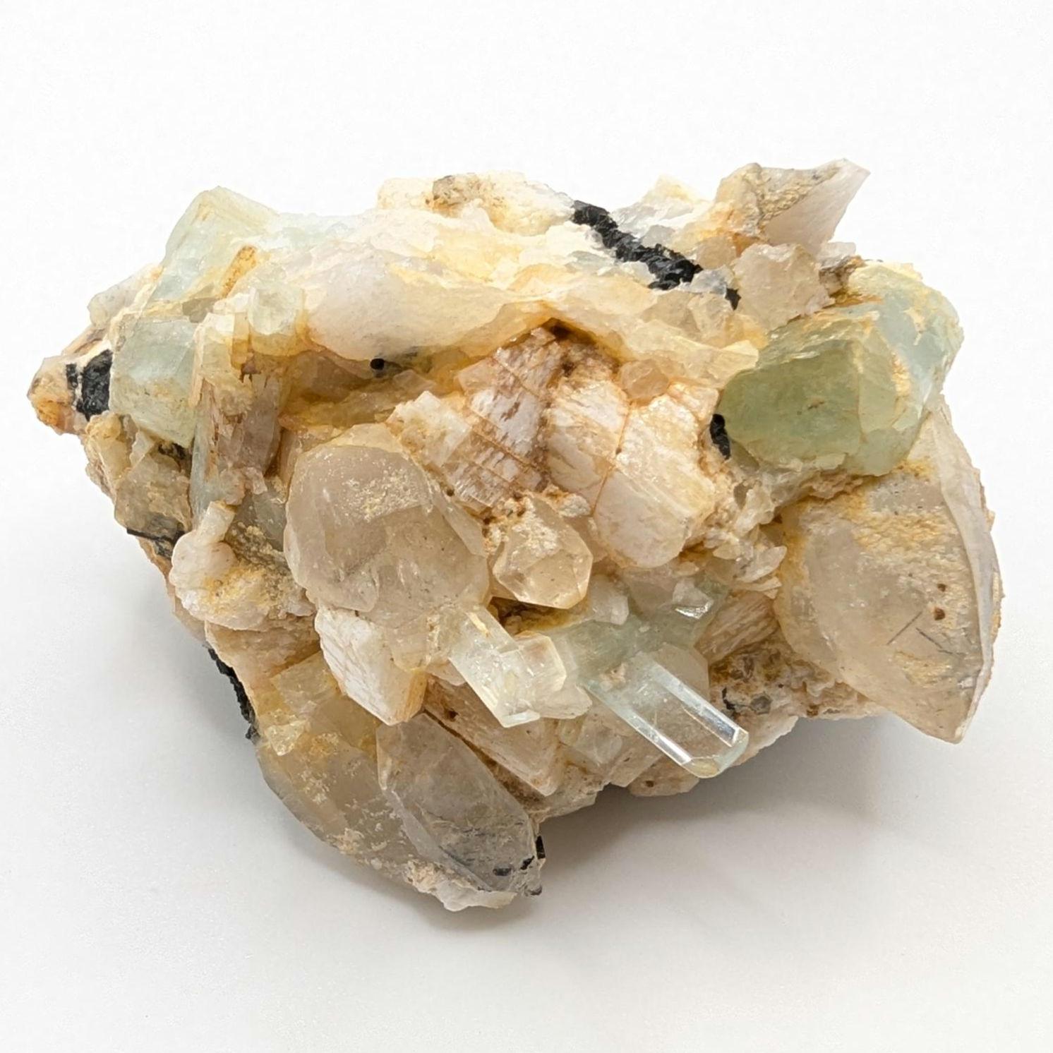 151g Aquamarine, Black Tourmaline, and Quartz - Skardu, Pakistan - Natural Mineral Specimen - Blue Aquamarine Crystal in Matrix