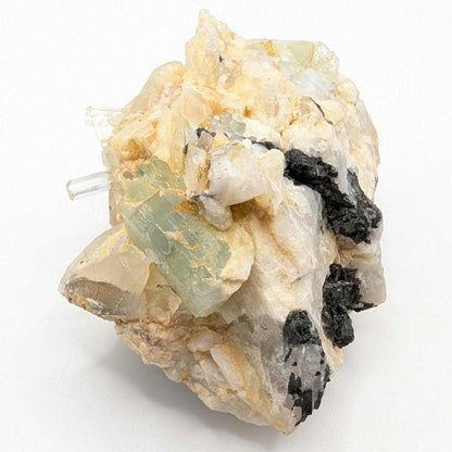151g Aquamarine, Black Tourmaline, and Quartz - Skardu, Pakistan - Natural Mineral Specimen - Blue Aquamarine Crystal in Matrix