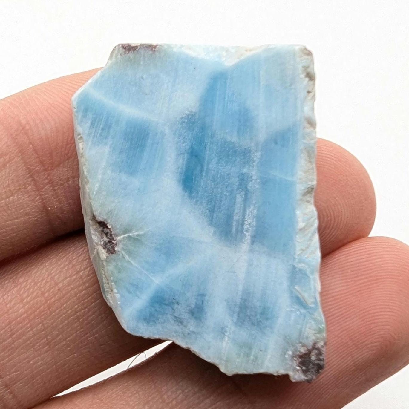 11g Larimar Slice - Rough Larimar Slab - Natural Blue Larimar Stone - Rough Larimar Crystal - Larimar for Lapidary - Raw Larimar Gemstone