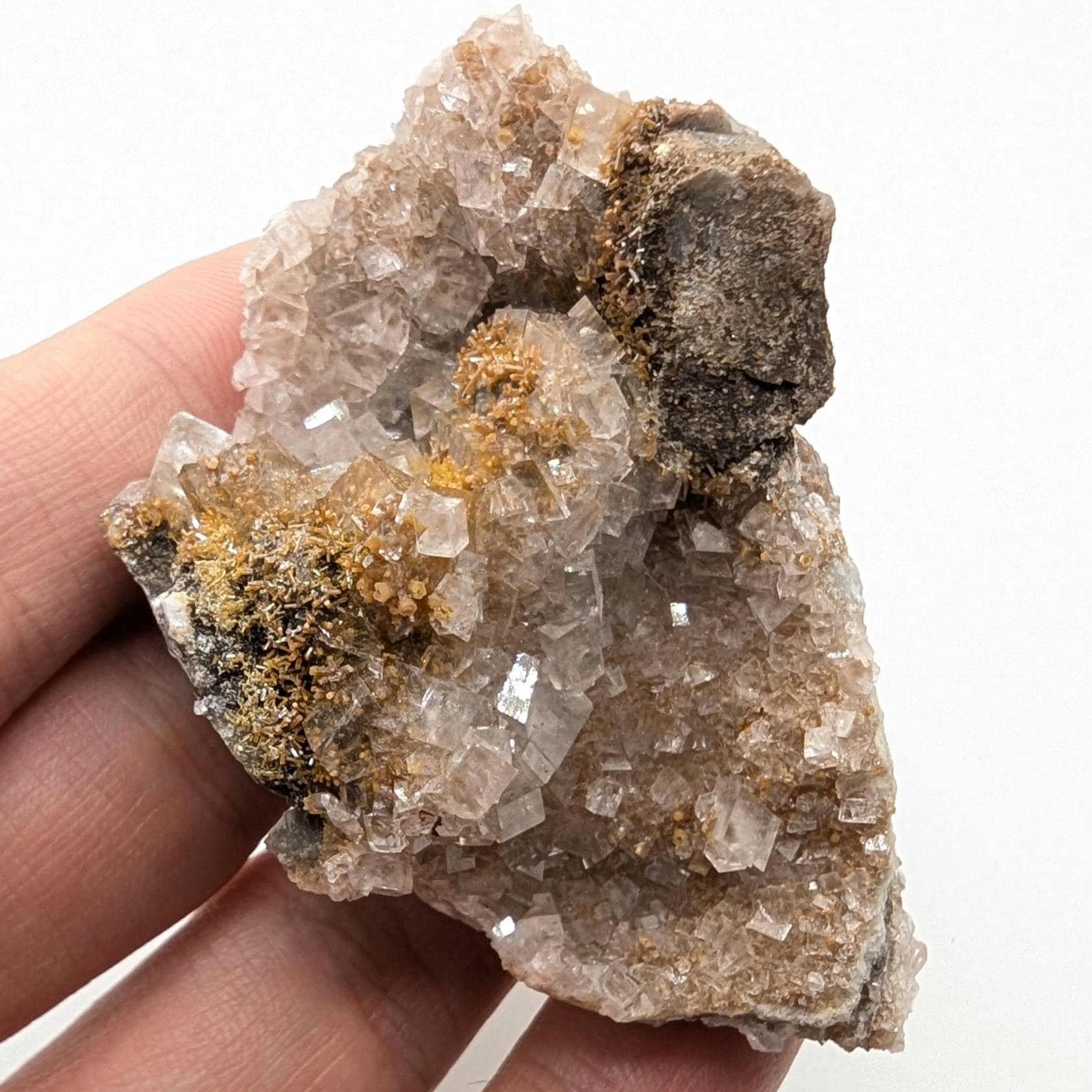 80g Mimetite on Chabazite - Mapimi, Mexico - Natural Mineral Specimens - Unique Minerals - Chabazite and Mimetite Cluster