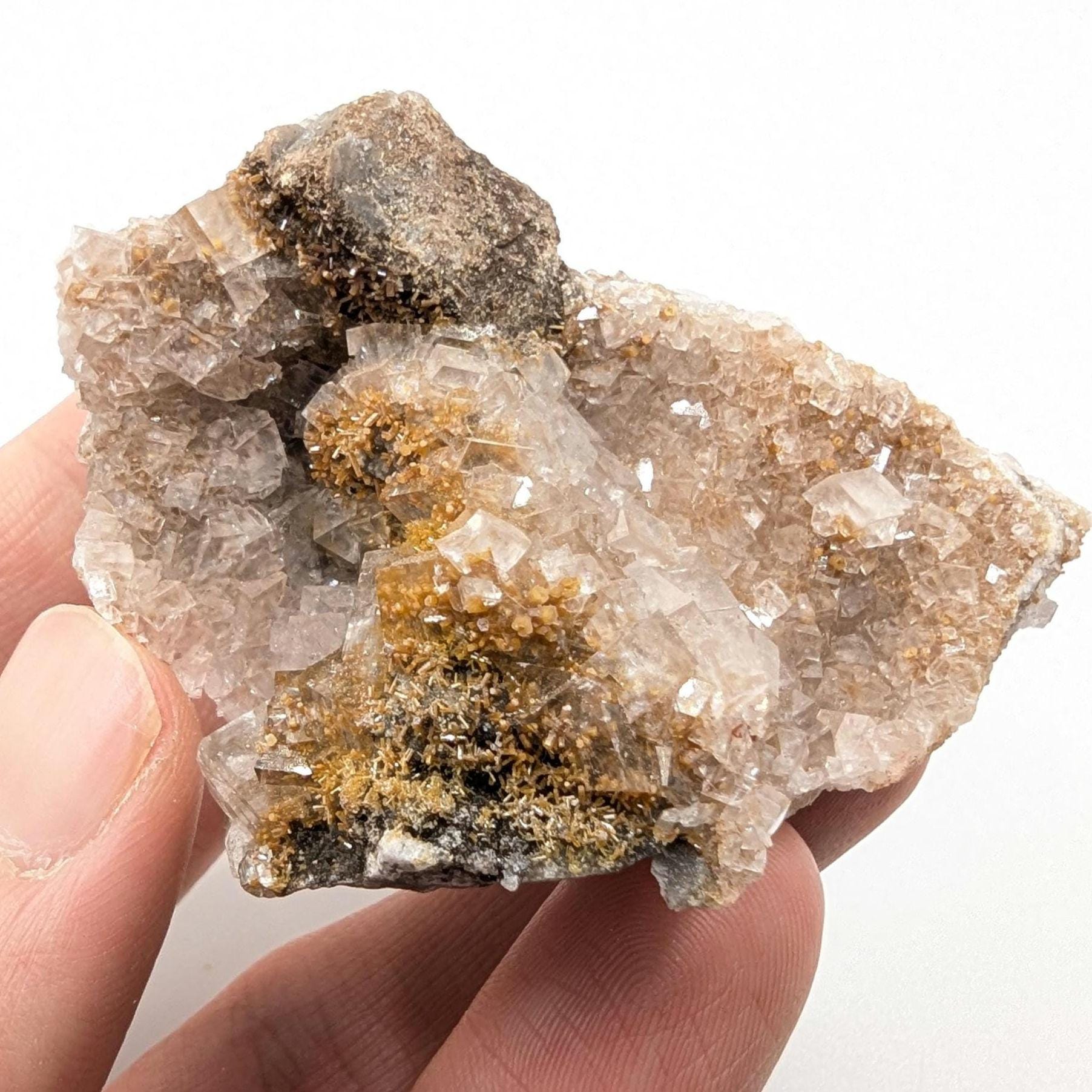 80g Mimetite on Chabazite - Mapimi, Mexico - Natural Mineral Specimens - Unique Minerals - Chabazite and Mimetite Cluster