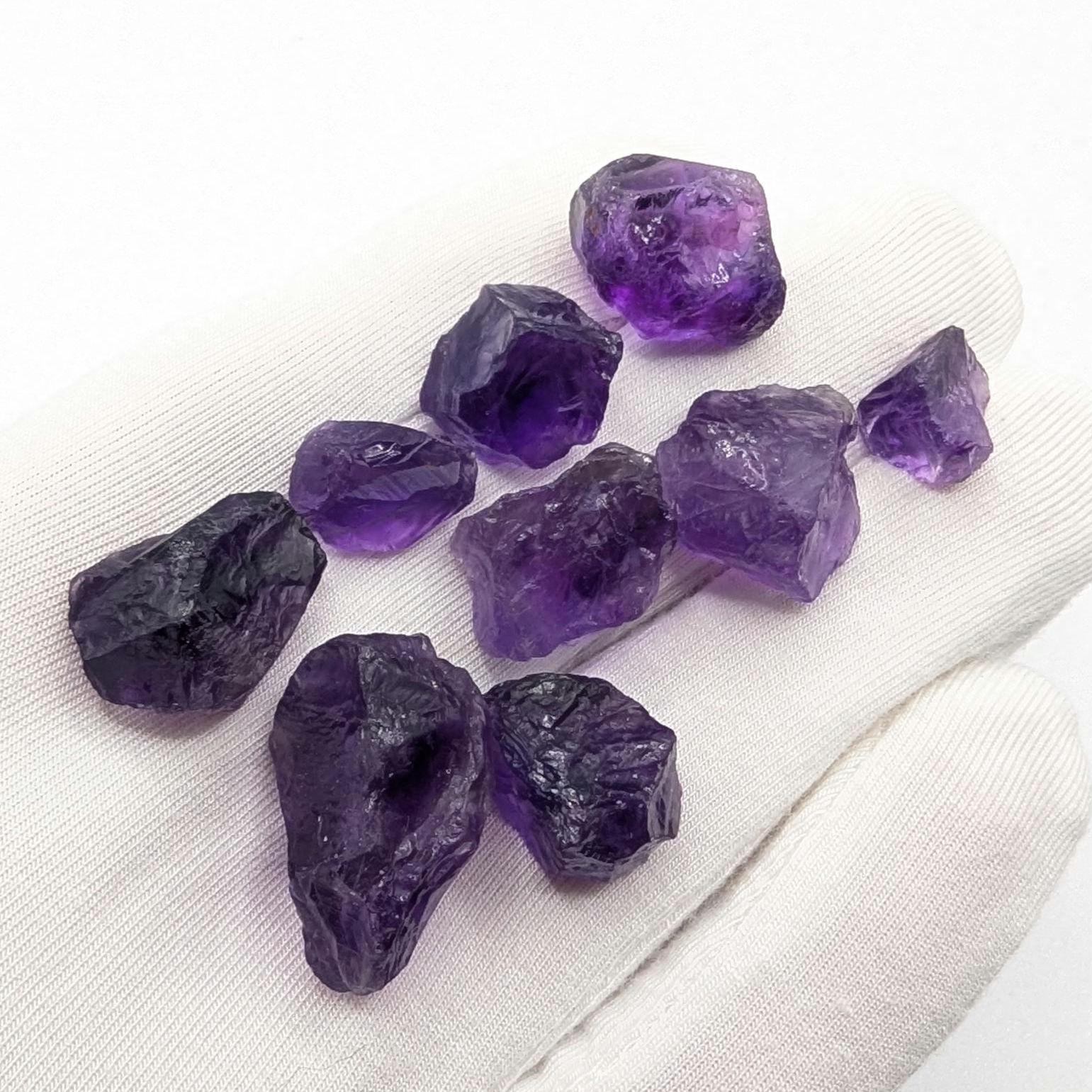 118ct (9pcs) Natural Rough Amethyst Lot - Untreated Amethyst Gems from Zambia - Facet Grade Amethyst - Natural Purple Amethyst Loose Gems