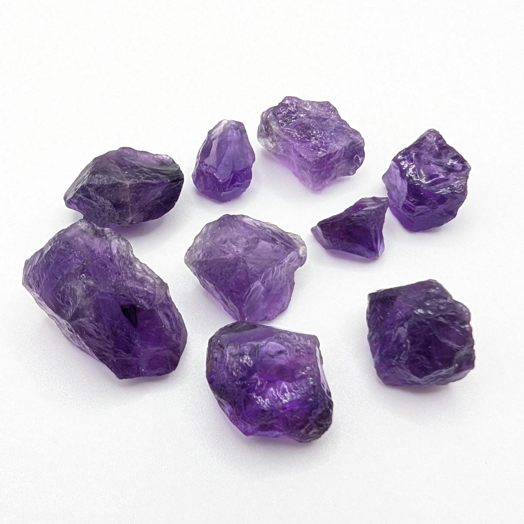 118ct (9pcs) Natural Rough Amethyst Lot - Untreated Amethyst Gems from Zambia - Facet Grade Amethyst - Natural Purple Amethyst Loose Gems