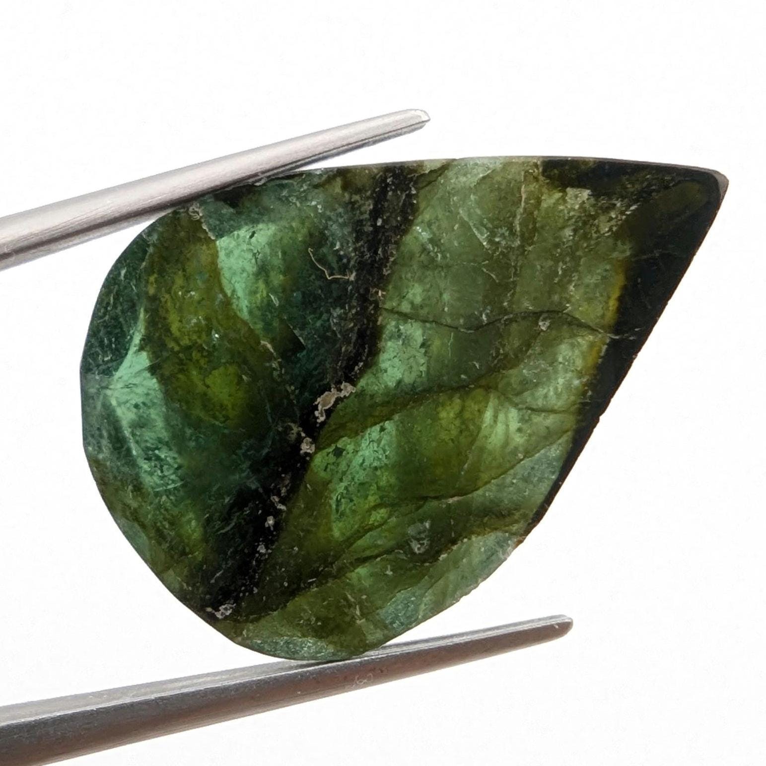 14.05ct Rosecut Tourmaline - Green and Blue Tourmaline Rosecut Gemstone - Indicolite and Green Tourmaline - Faceted Tourmaline Cabochon