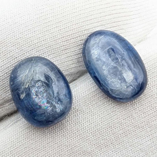 7.36ct (2pc) Kyanite Cabochons - Oval Kyanite Gemstones - Natural Untreated Kyanite Ovals - Blue Kyanite Gemstone - Loose Gems