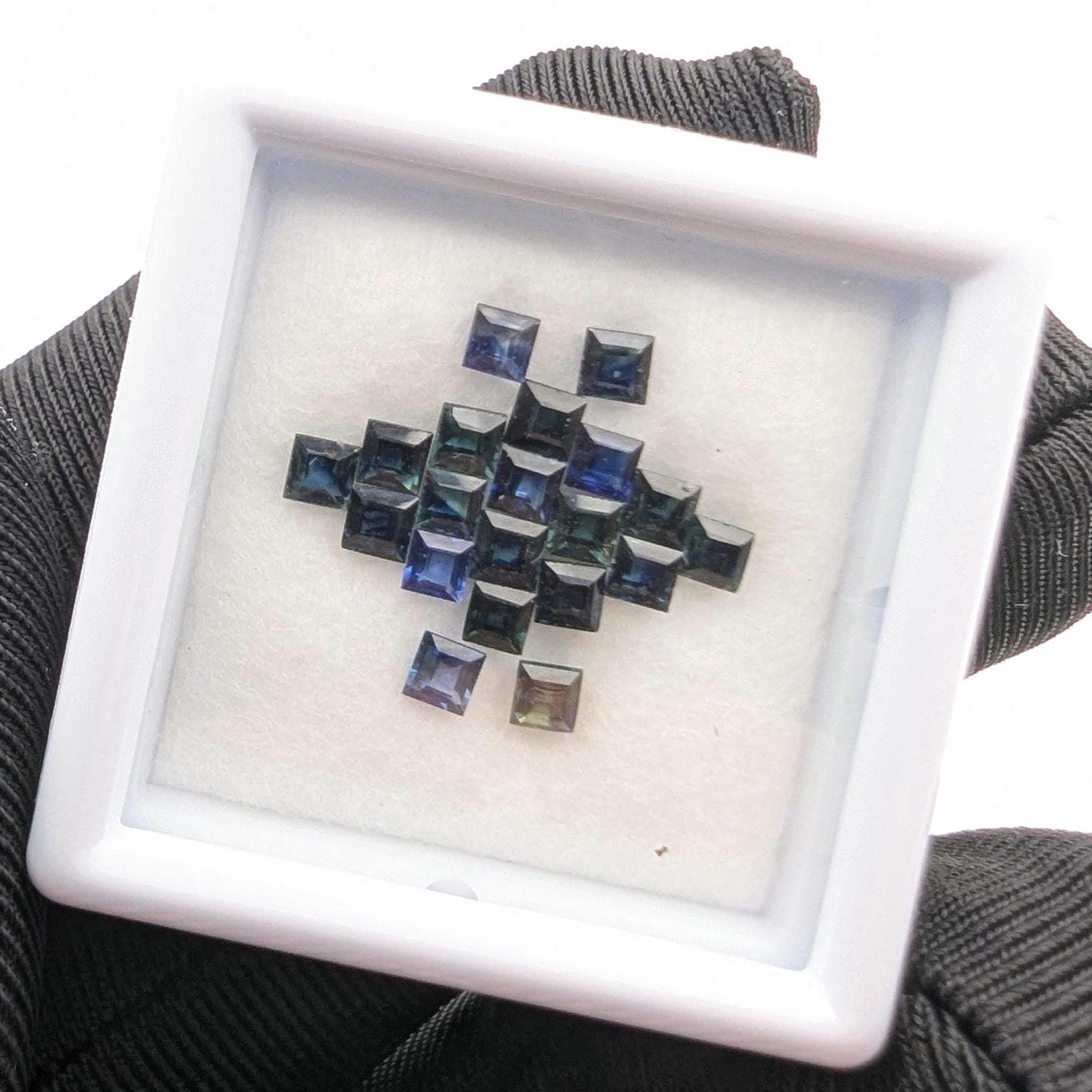 1.76ct (20pc) Blue Sapphire Lot - Heated Blue Sapphire Australia - Square Faceted Sapphires - 2mm Sapphire Gemstones - Melee Size Gems