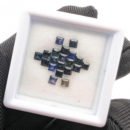1.76ct (20pc) Blue Sapphire Lot - Heated Blue Sapphire Australia - Square Faceted Sapphires - 2mm Sapphire Gemstones - Melee Size Gems