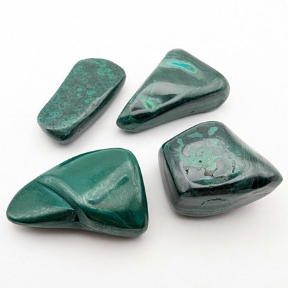86 g (4 pieces) Malachite Tumbles - Unique Lot - Smooth Polished Green Malachite - Tumbled Crystals - Congo