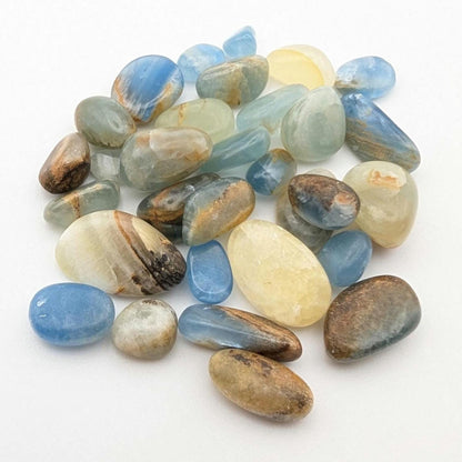 30 g Aquatine Blue Calcite Tumbles - Unique Lot - Rare Lemurian Blue Calcite - La Toma, San Luis, Argentina