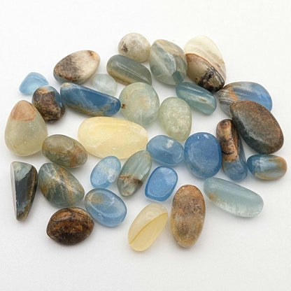 30 g Aquatine Blue Calcite Tumbles - Unique Lot - Rare Lemurian Blue Calcite - La Toma, San Luis, Argentina