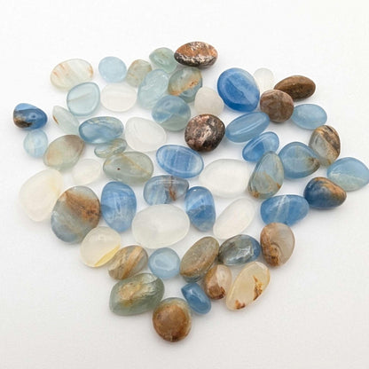 26 g Aquatine Blue Calcite Tumbles - Unique Lot - Rare Lemurian Blue Calcite - La Toma, San Luis, Argentina