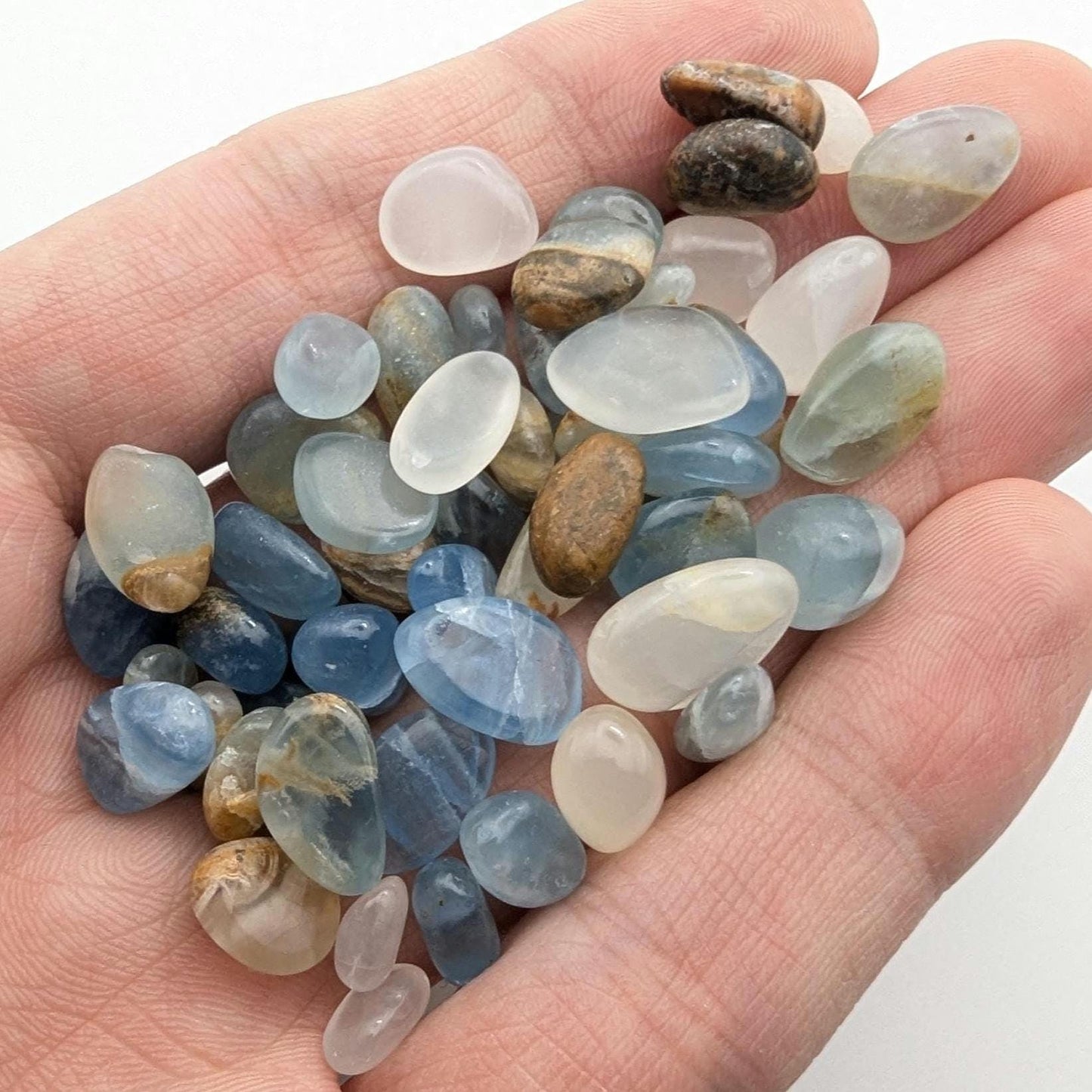 26 g Aquatine Blue Calcite Tumbles - Unique Lot - Rare Lemurian Blue Calcite - La Toma, San Luis, Argentina