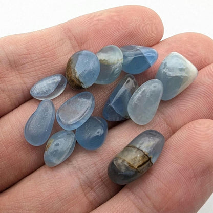 9 g Aquatine Blue Calcite Tumbles - Unique Lot - Rare Lemurian Blue Calcite - La Toma, San Luis, Argentina