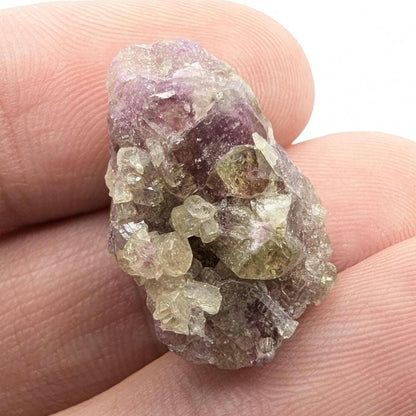 5.17 g Green and Purple Vesuvianite Crystal - Thumbnail Specimen - Jeffrey Mine, Quebec, Canada