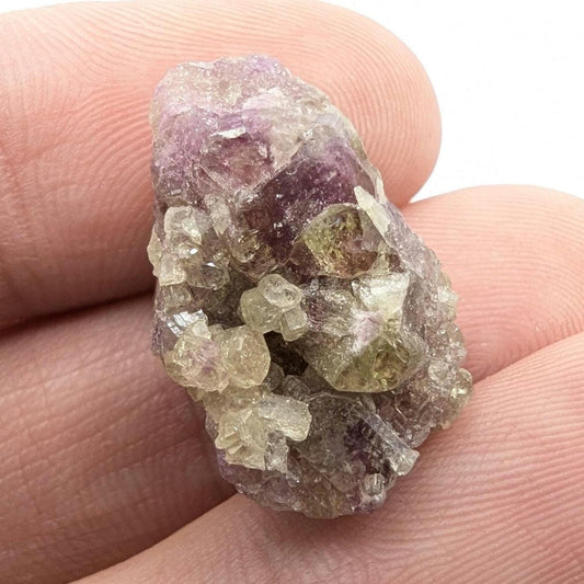 5.17 g Green and Purple Vesuvianite Crystal - Thumbnail Specimen - Jeffrey Mine, Quebec, Canada