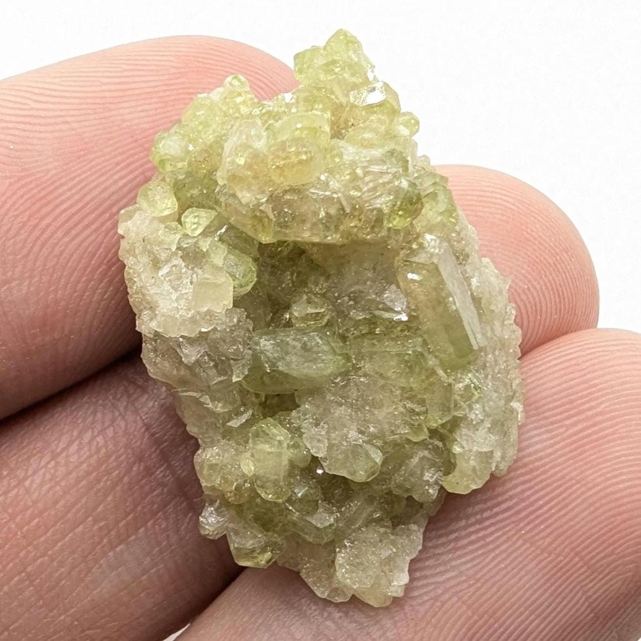 6 g Green Vesuvianite Crystal - Thumbnail Specimen - Jeffrey Mine, Quebec, Canada