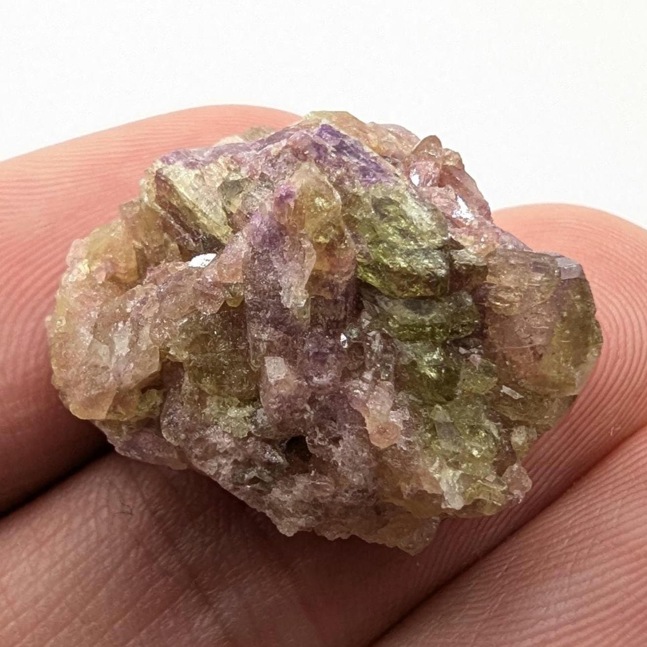 5.50 g Green and Purple Vesuvianite Crystal - Thumbnail Specimen - Jeffrey Mine, Quebec, Canada