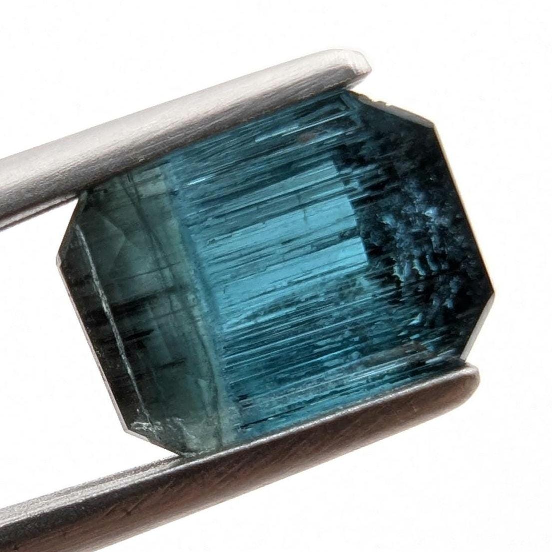 1.71ct Indicolite Tourmaline - Octagon Faceted Blue Tourmaline - Step Cut Bicolor Tourmaline - Loose Tourmaline Gemstone - Mozambique